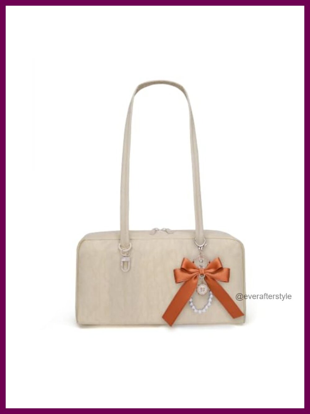 Nylon Bowler Bag Medium Shoulder Bag with Bowknot Zipper Lightweight